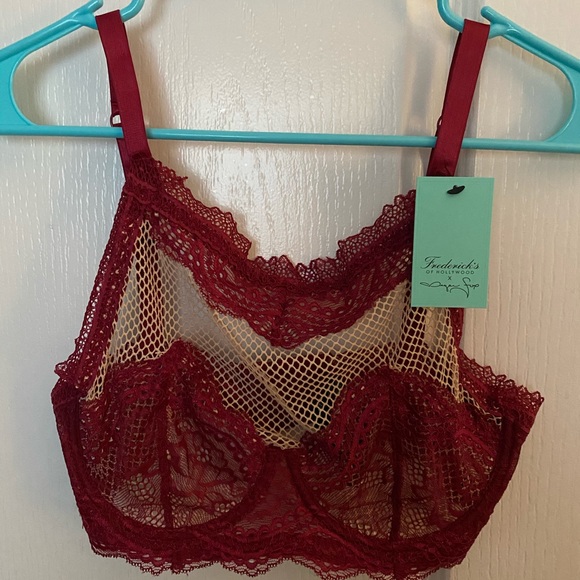 NWT red and beige Fredericks Hollywood bra 34D - Picture 2 of 4